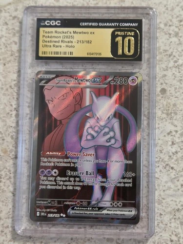 Team Rocket's Mewtwo ex 213/182 Sv10: Destined Rivals Holo CGC PRISTINE 10