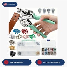 Grommet Tool Kit Leather Hole Punch Plier Puncher with 360 Sets Color Metal Eyel