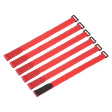 6 Pcs Battery Tie Down Straps,1"x16" Red Nylon Hold Down Hook Loop Strap