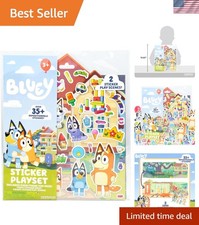 Bluey Sticker Playset: 35 Reusable Puffy Stickers  2 Travel Play Scenes