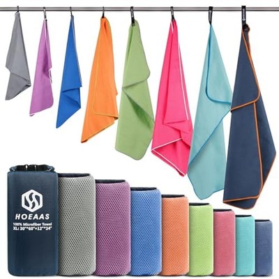2 Pack Microfiber Camping Towels, Quick Dry Towel, Super Absorbent Ultra