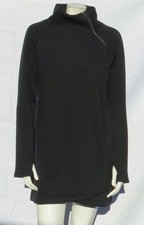  128 Athleta Women  s S Black Fleece Lined Cozy Karma Asym Zip Sweatshirt Dress