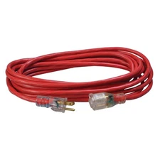 Southwire 2487SW8804 14/3 25' SJTW Red Extension Cord Lighted End