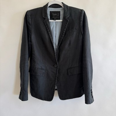 J. Crew Womens Regent Blazer 8 100% Linen Blue Classic Office Work Jacket