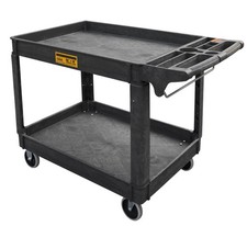 Utility Cart, 2-Shelf 500LBS Heavy Duty Plastic Rolling Utility Cart with 360...