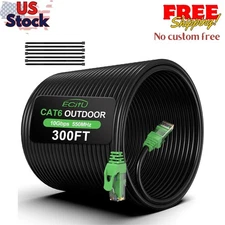 300FT Cat6 Outdoor Ethernet Cable, In-Ground, Heavy Duty Direct Burial, 24AWG...
