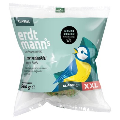 Erdtmanns Meisenknödel XXL 500 g im Polybeutel für Wildvögel, UVP 1,79 EUR, NEU