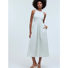NWT Madewell The Melody Smocked MIdi Dress Pistachio Size XS