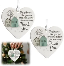2PCS Heart-Shaped Sea Glass Friendship Decor, Christmas Tree Hanging Ornaments, 