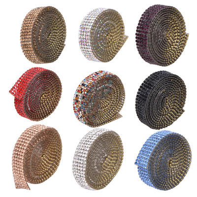 5 Rows 1m Rhinestone Trim Ribbon Hot Fix Crystal Chain Trim Garment Accessories
