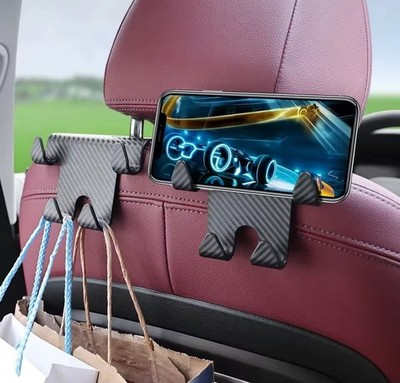 For VW POLO SCIROCCO SEAT HEADREST HOOK BRACKETS HANGING STORAGE CARBON LOOK