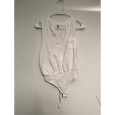 Intimately Free People Womens White V-Neck Sleeveless Pocket Bodysuit Small