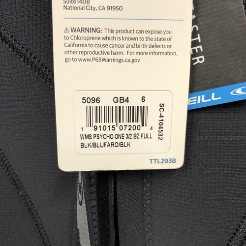 O’Neill Women’s Psycho One Full Wetsuit Back Zip 3/2 Mm Black Blue Floral Sz 6 - Picture 12 of 17