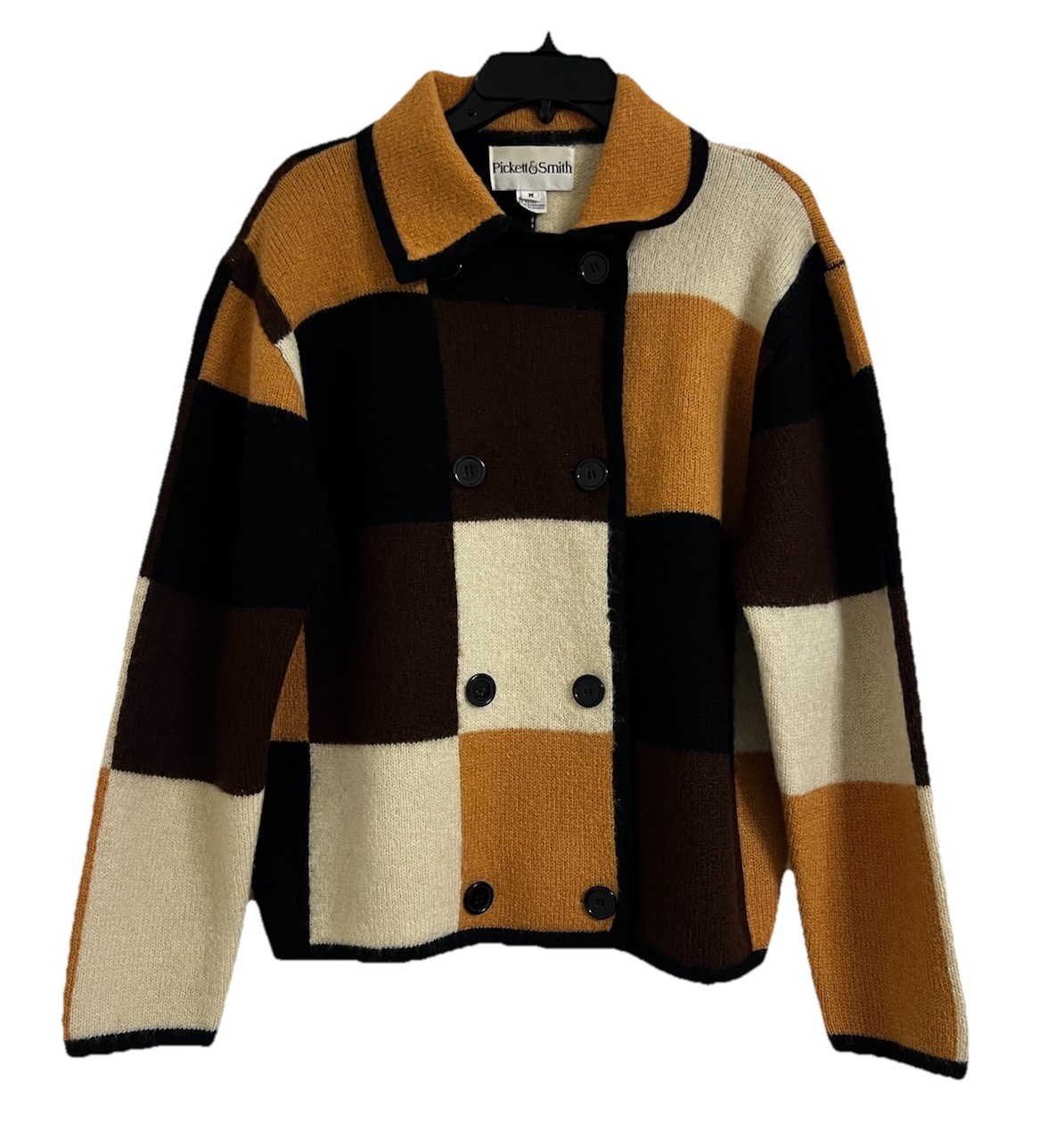 VTG Pickett & Smith Checkered Patchwork Cardigan … - image 1