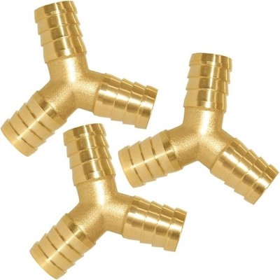 ''3PCS Solid Brass 3/4''''OD Barb Fitting Y 3-Way Union Intersection Barbed Hose F.