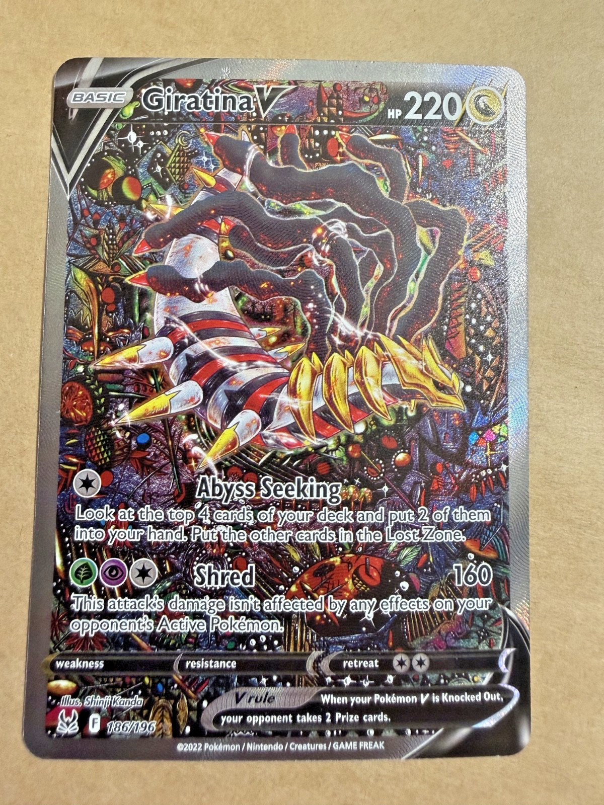 Pokemon Giratina v 2022 Lost Origin Alt Art Secret Amazing Rare 186/196