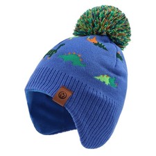 Knitted Baby Hat Scarf Set Winter Warm Boys Girls Beanie Fleece Lining Pompom