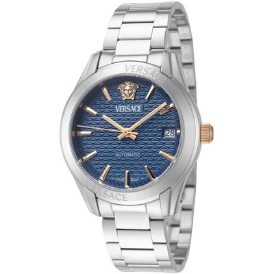 Versace Uhr VESCA0224 Damen Automatik Stahlband Stahl blaues Zifferblatt