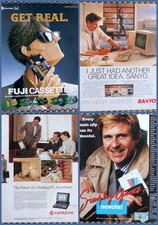1989 Rare 4 Vintage Magazine Advertisement Print Fuji Sanyo Hitachi Novotel AD