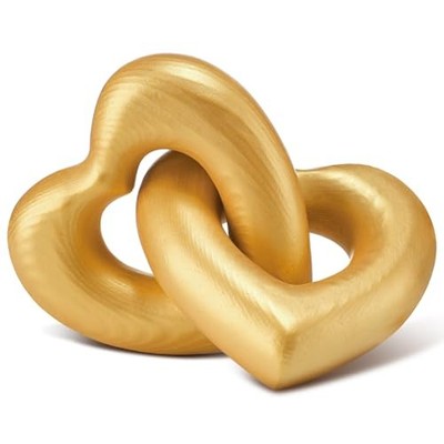 Handmade Wooden Heart Decor Interlocking Hearts Neutral Wedding Vintage Gold