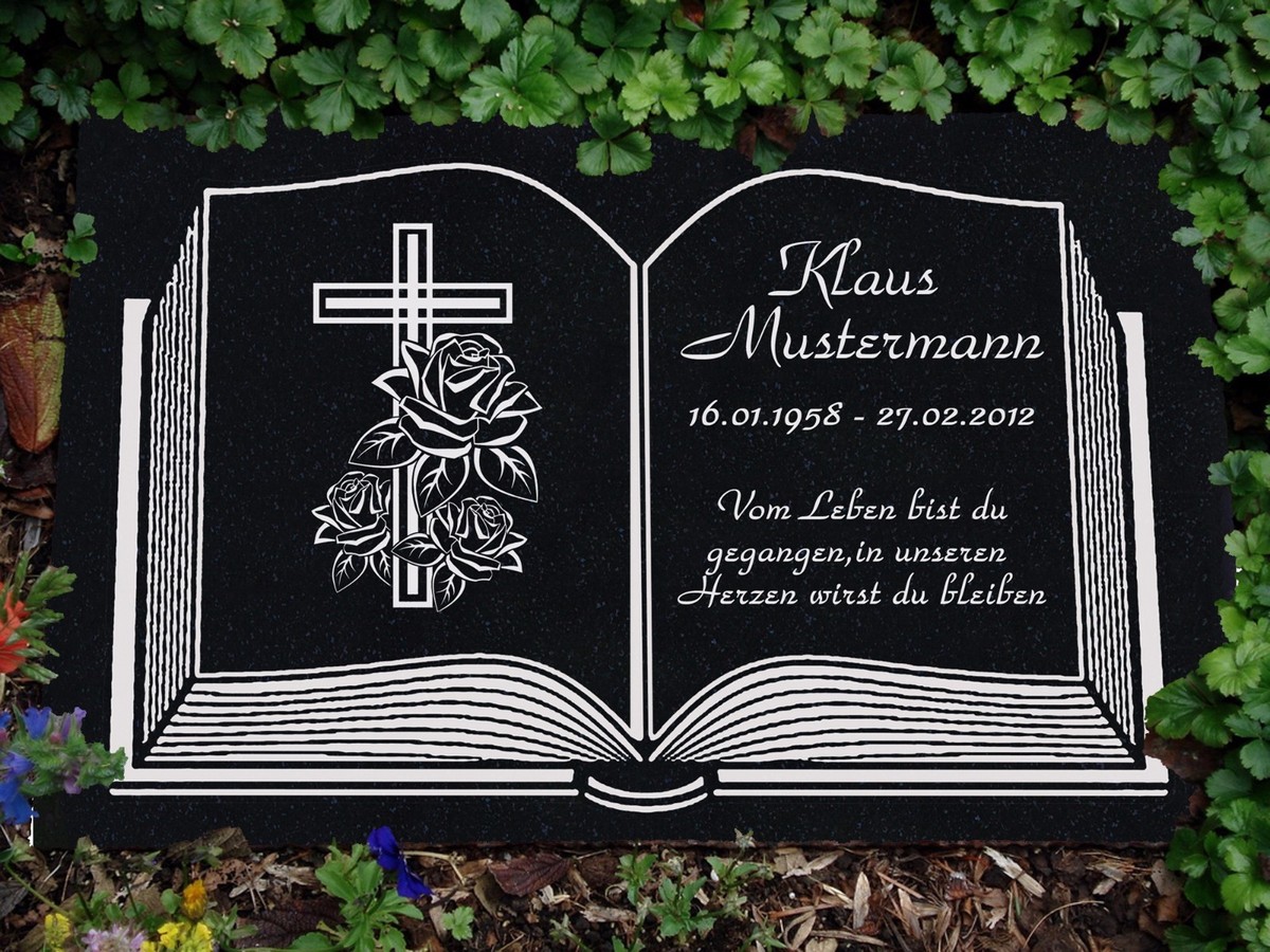 Granit Grabstein Mit Foto - Lasergravur 30x20 Cm Von LaserArt24