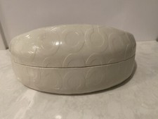 Coach Signature Monogram OFF WHITE Hard Clamshell Eye Glass Sunglasses Case