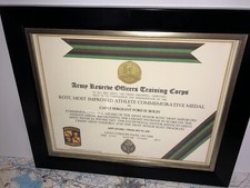 ARMÉE R.O.T.C. / CERTIFICAT DE MÉDAILLE COMMÉMORATIVE ATHLÈTE LE PLUS AMÉLIORÉ