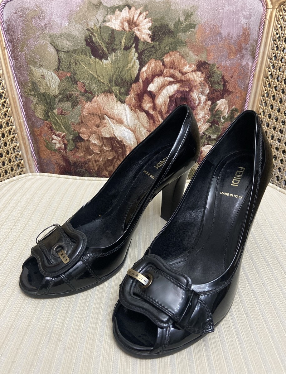 FENDI Buckle Patent Leather Heels Sandals Shoes size 39 US 8,5 | eBay