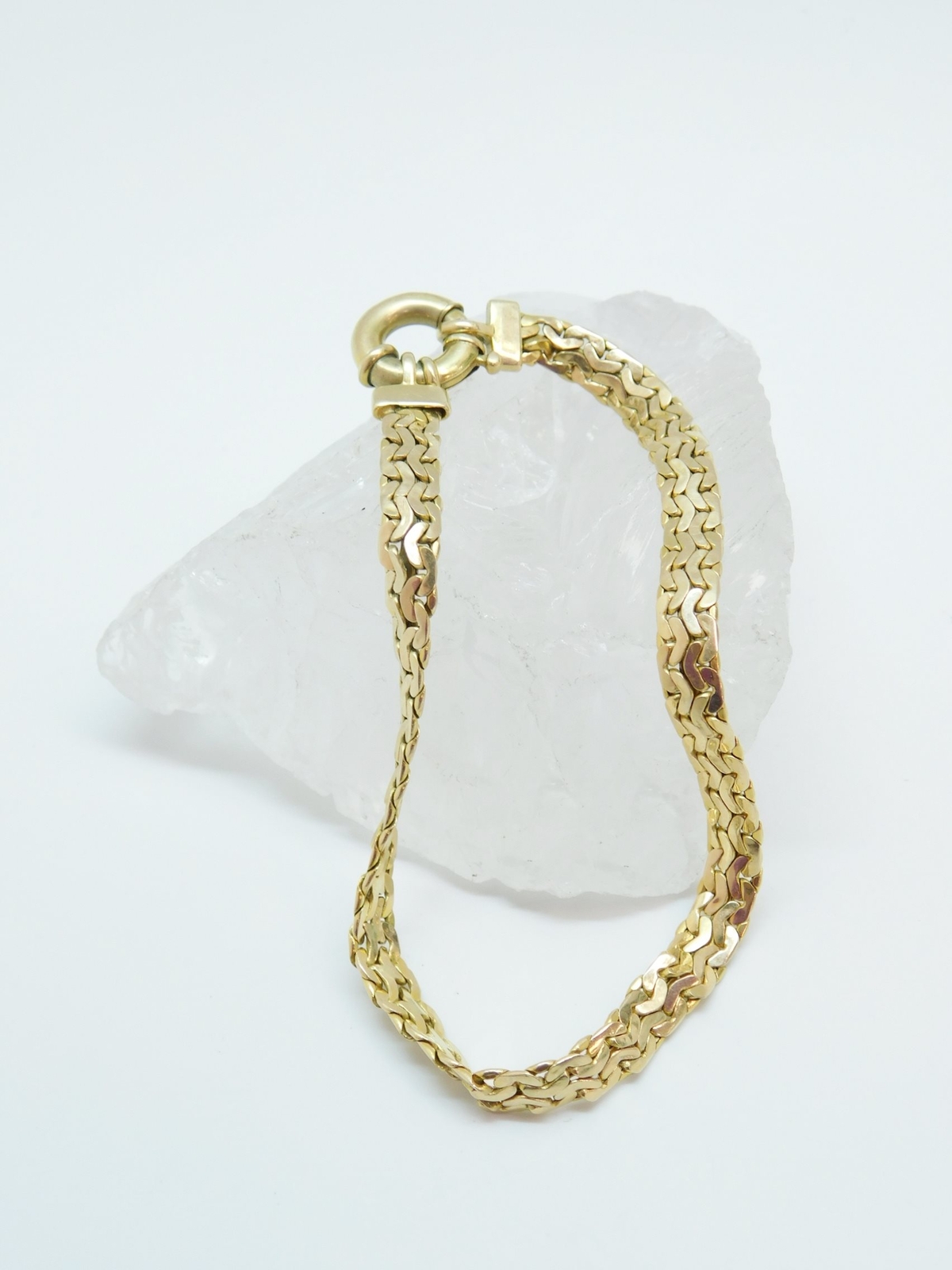 14K Yellow Gold Fancy Wide C Link Chain Bracelet 5.4g eBay