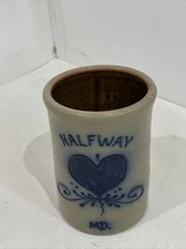 Maple City Pottery Salt Glaze Crock Utensil Holder with Heart