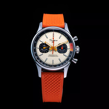 40mm SEAGULL 1963 Sugess Goose NECK Exhibition caseback Chronograph Mens Watch