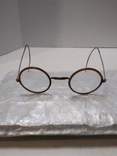 Vintage metal wire rim GLASSES brass gold steampunk Victorian oval eye frame T .