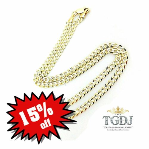 14k Yellow Gold Cuban Curb Link Necklace Chain 24" 3.6mm - Picture 1 of 7
