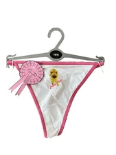 White cheeky chops, puppy Multi Logo, ￼Hana Deka Club Ladies Thong/b Brief SZM/L