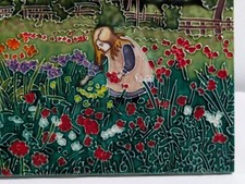 Ceramic Art Tile Tulip Field Painting Wall Hunging or Free Standing 35x28cm