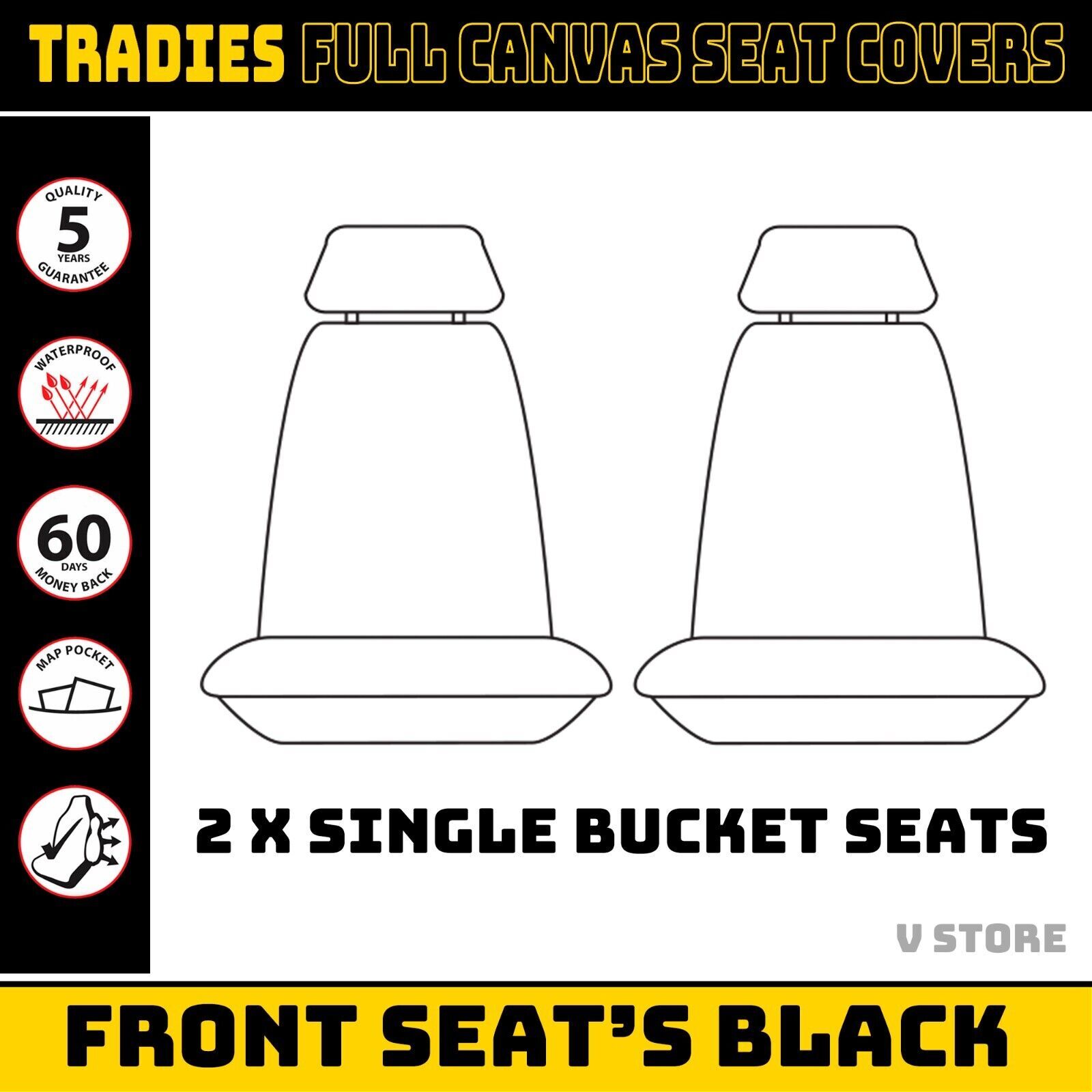 Tradies CANVAS FRONT Seat Covers For Triton MN GLX Single Cab 201204/