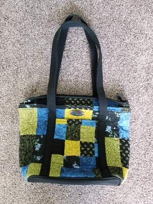 Donna Sharp Blue Black & Lime Purse Handbag 12x15