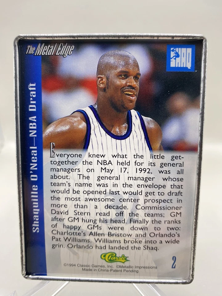 1994 Classic The Metal Edge No.2 Shaquille O'Neal Orlando Magic HOF - Image 2 of 2
