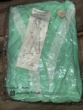 1970s NOS Long Granny Nightgown VINTAGE Size L Green Pastel Gown Floral