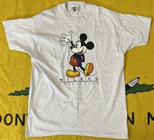 VTG Disney Mickey  Co. Single Stitch 90s Gray T-Shirt OSFA USA Mickey Unlimited