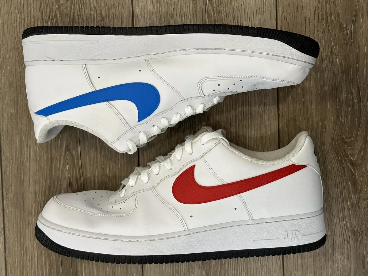 Size 15 - Nike Air Force 1 Low White Red Blue Mismatched Swooshes