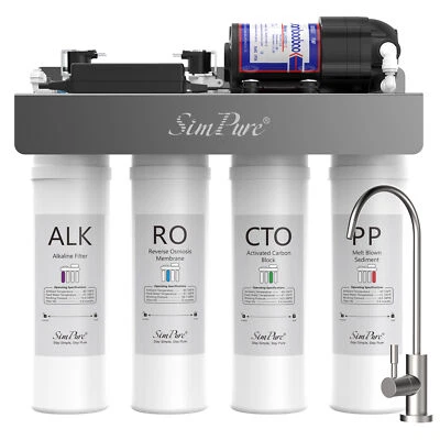 SimPure WP2-400GPD 8-Stage Alkaline pH+ Reverse Osmosis Drinking Water System