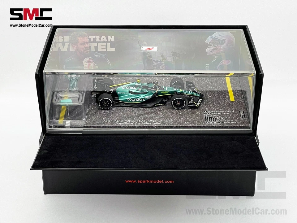 Aston Martin F1 AMR22 Sebastian Vettel Abu Dhabi 2022 Last Run 1:43 Spark Figure - Image 3 of 4