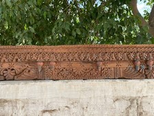 Old Antique Rare Hand Carved Floral Design Plaque Wall Wooden Window Door Panel
