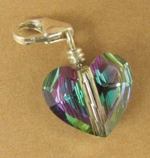 Heart crystal clip on charm. Sterling silver 925. Made with Swarovski elements.