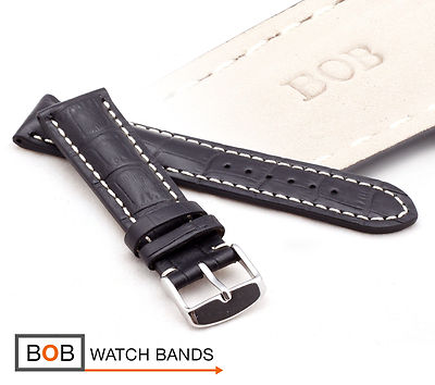 BOB ECHTLEDERUHRBAND ALLIGATORPRÄGUNG Kompatibel mit Breitling 18, 20, 22, 24 mm