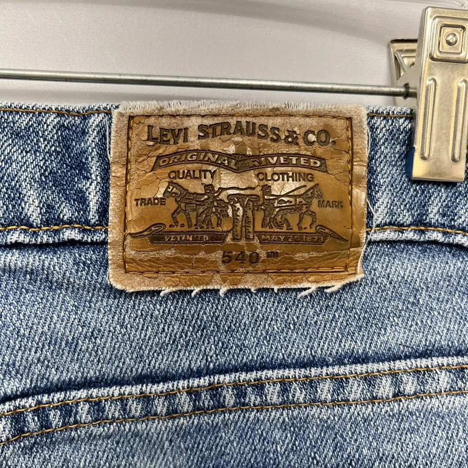 Pantalones de mezclilla de colección Levi's 540 naranja pestaña años 90 para hombre 40x30 azul flexible pierna cónica EE. UU. Foto 4 de 4