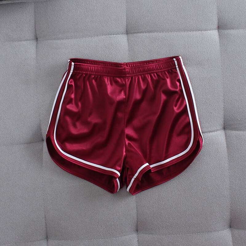 Women Shiny Satin Sports Shorts Silky Hot Pants Outdoor Sportswear