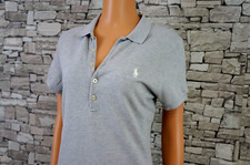 RALPH LAUREN SPORT DAMEN BAUMWOLLE FREIZEIT BLUSEN KLEID LOGOKNÖPFE GRAU 38 40