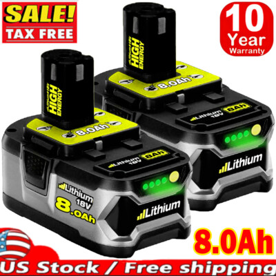 2X For RYOBI P108 18V One Plus High Capacity Battery 18 Volt Lithium-Ion 8.0Ah